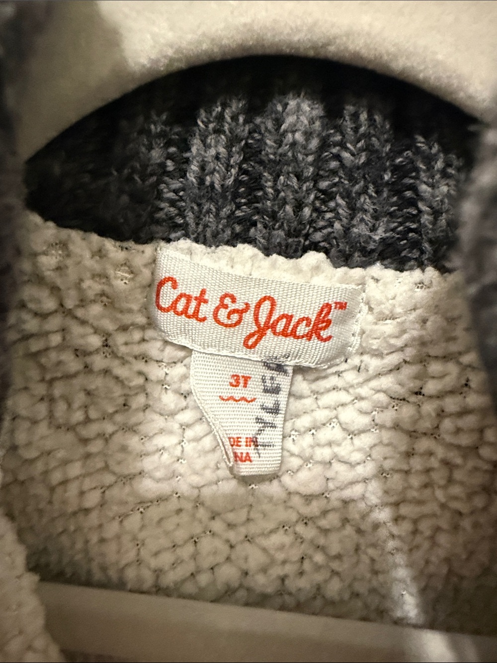 Cat & Jack Quilted Knit Zip Sweater Jacket - Olive & Charcoal - Picture 3 of 3